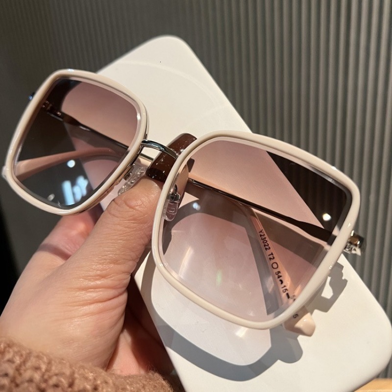 Luxury Square Large Sunglasses Women Vintage Drive Street Shades Metal Frame Polygon Glasses J260916