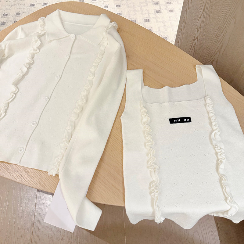 Luxury Brand Cardigan Women Knitted Vest 2 Piece Set Elegant Slim Fit Sweater Cardigan Mini Leather Skirt Designer Spring Autumn Versatile Knitwear