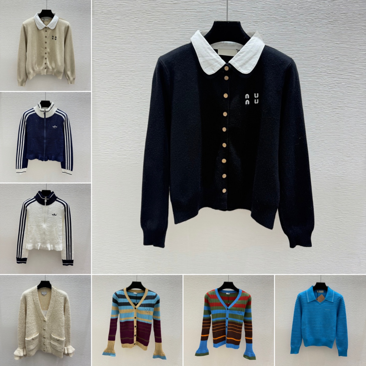 Designer Stripe Sweater Women V Neck Cardigan Sweaters Coat Luxury Wool Charm Sweatshirt Tops Trendy Christmas Day Sweater Clothing