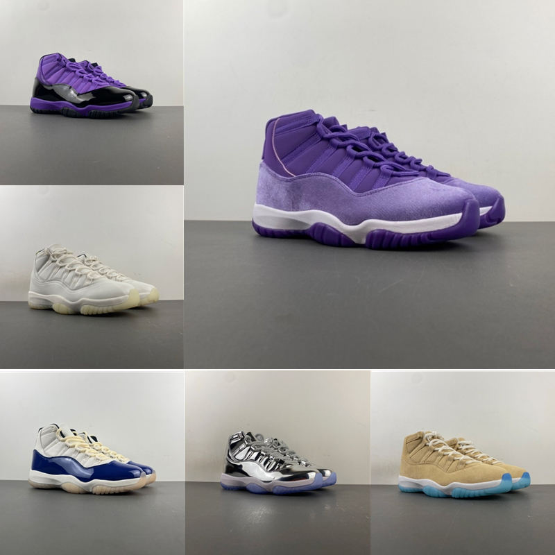 Top Quality Basketball Sneakers Men 11 Rare Custom Mirror Silver 11s Monstars Win Like Gamma Blue Newest Gym Shoes Students Classic High-top Hoops T