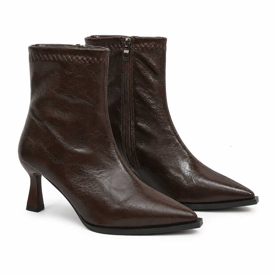 women's high-heeled ankle boots Luxurious with a pointed toestylish sexy and elegant footwear suitable for all seasons. D260916