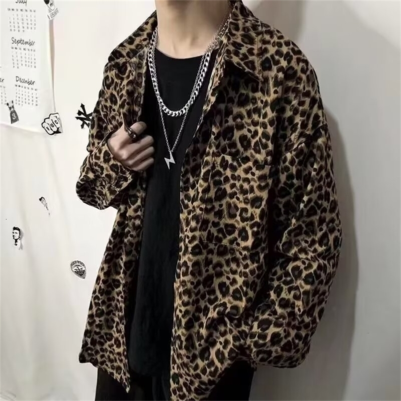 High end leopard print shirt for men with a light n featuring a salt coat and a cool loose dark and restrained flora 260915