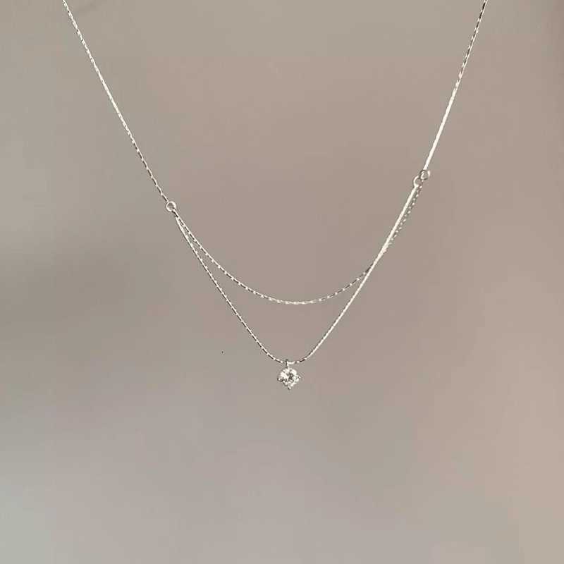 925 Sterling New Silver Double Necklace Personality Charm Women's Pendant Simple Style Choker Birthday Gift Exquisite JewelryT260916