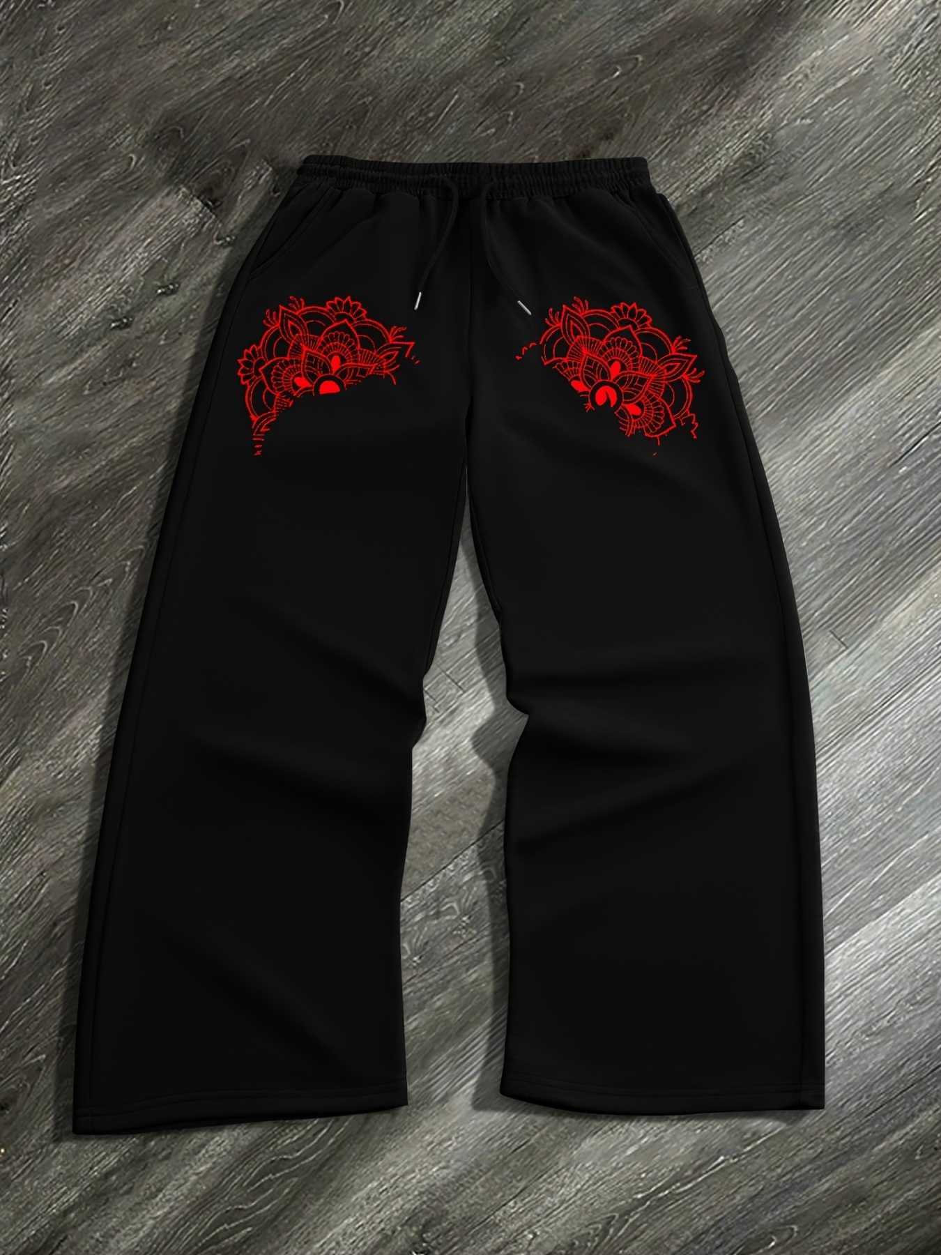 European Bilateral Mandala Print Straight Sweatpants Ethnic Men's Casual Pants S-3XL D260916