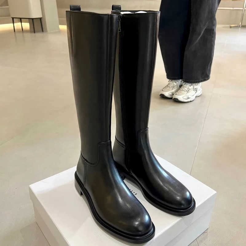 the Long over boots not knee 2025 new model with plush round toe low heel boots high top knight boots for women D260916
