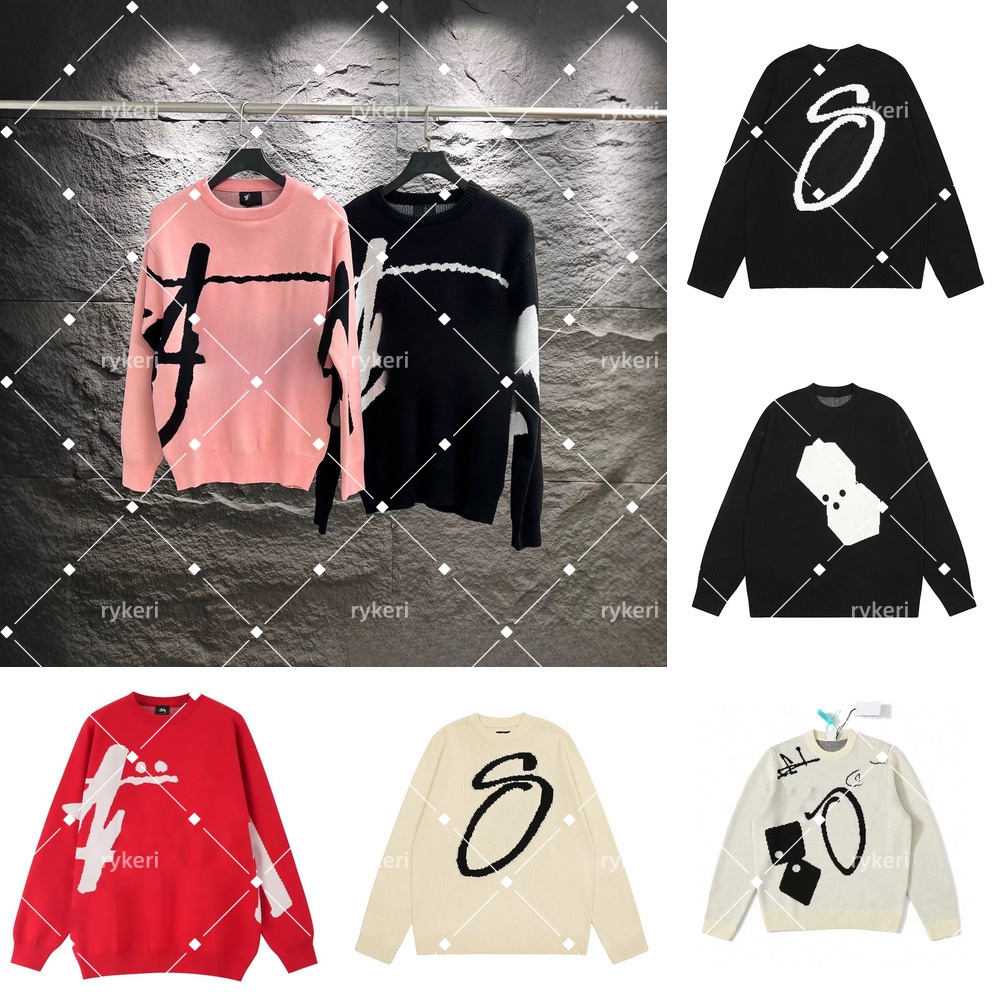 Designer Men's Sweater Knitted Shirt Curved Letter Print Matching Couple Style Sweater Versatile Long-sleeved Loose And Comfortable Classic Sol