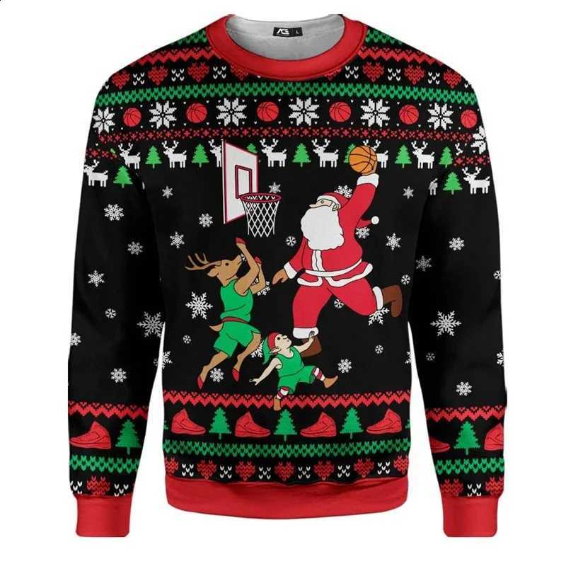 3d Print Santa Claus Playing Hockey Graphic Sweatshirts Men's Merry Christmas Crew Neck Pullover Sweater New In Xmas Hoodie T260916SI2O
