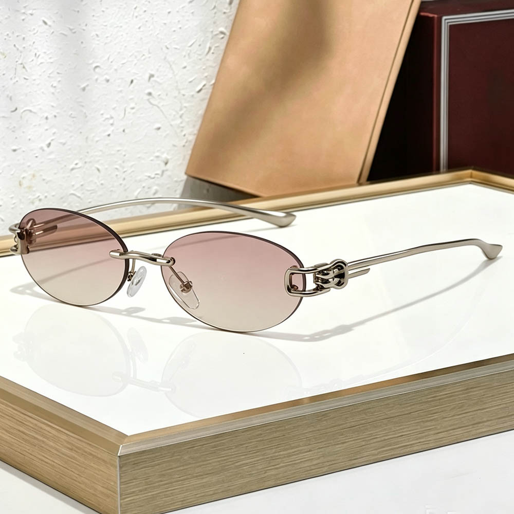 Rimless Oval Y2k Sunglasses Women and Men 2026 New Sun Vintage Luxury Metal Punk Outdoor Knot Rope Small Eye Glasses J260916
