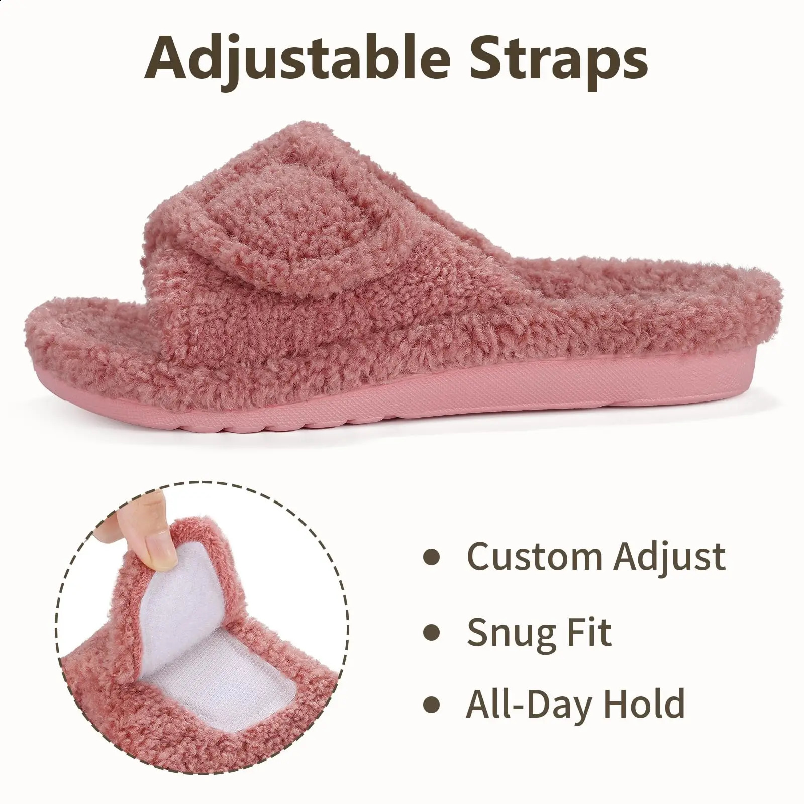 Shevalues Arch Support Womens Slippers For Plantar Fasciitis Nonslip Indoor Slides Open Toe House Shoes With Adjustable Straps 260917