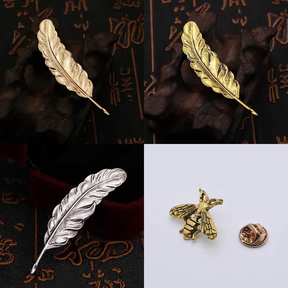 Gold i-Remiel Color Men's Feather Brooch Pin Simple Fashion Accessory for Coats Suits Shirts - Quality Clothing And Accessories J260915