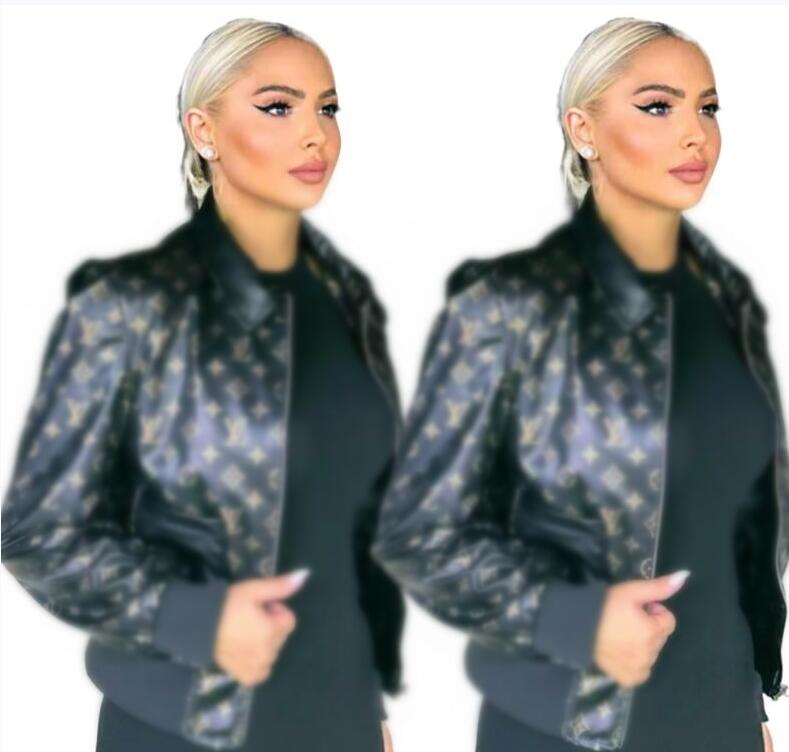Designer Jacketst autumn new Luxury women PU Leather jacket lapel zipper Outwear women's Brown Coats Free Ship S-4XL