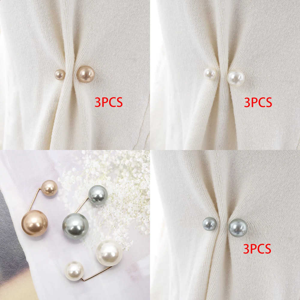 Brooch 3Pcs Double Pearl Pins Anti-fade Exquisite Elegant Brooches for Women Sweater Cardigan Clip Coat Summer Dress Jewelry J260915