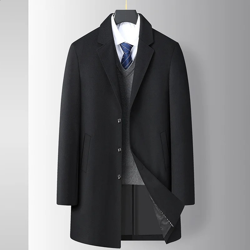 Large Size men's fat coat autumn winter long section leisure dad wear warm wool tweed jacket handsome long jacket 7xl 8xl 140KG 260916