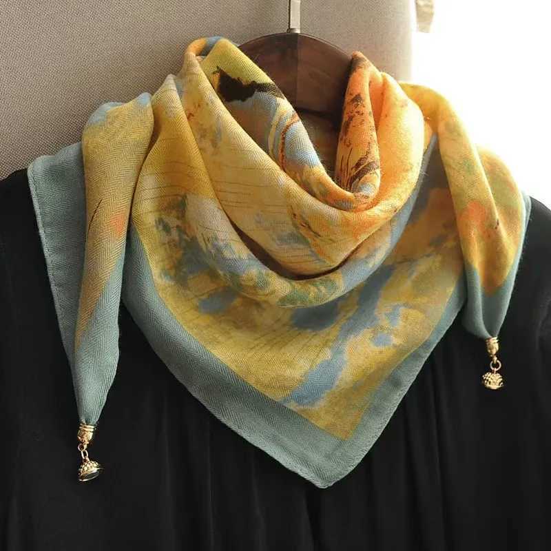 Autumn/Winter New Arrival Versatile Scarf with Magnetic Clasp Korean Style Golden Ball Design Stylish Neck Warmer and Tie Q260916