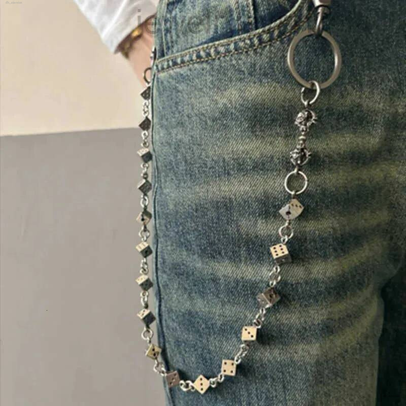 Pantalon Vintage Punk dés taille hommes Cool Jeans porte-clés portefeuille chaîne gothique Biker accessoires de mode 250213
