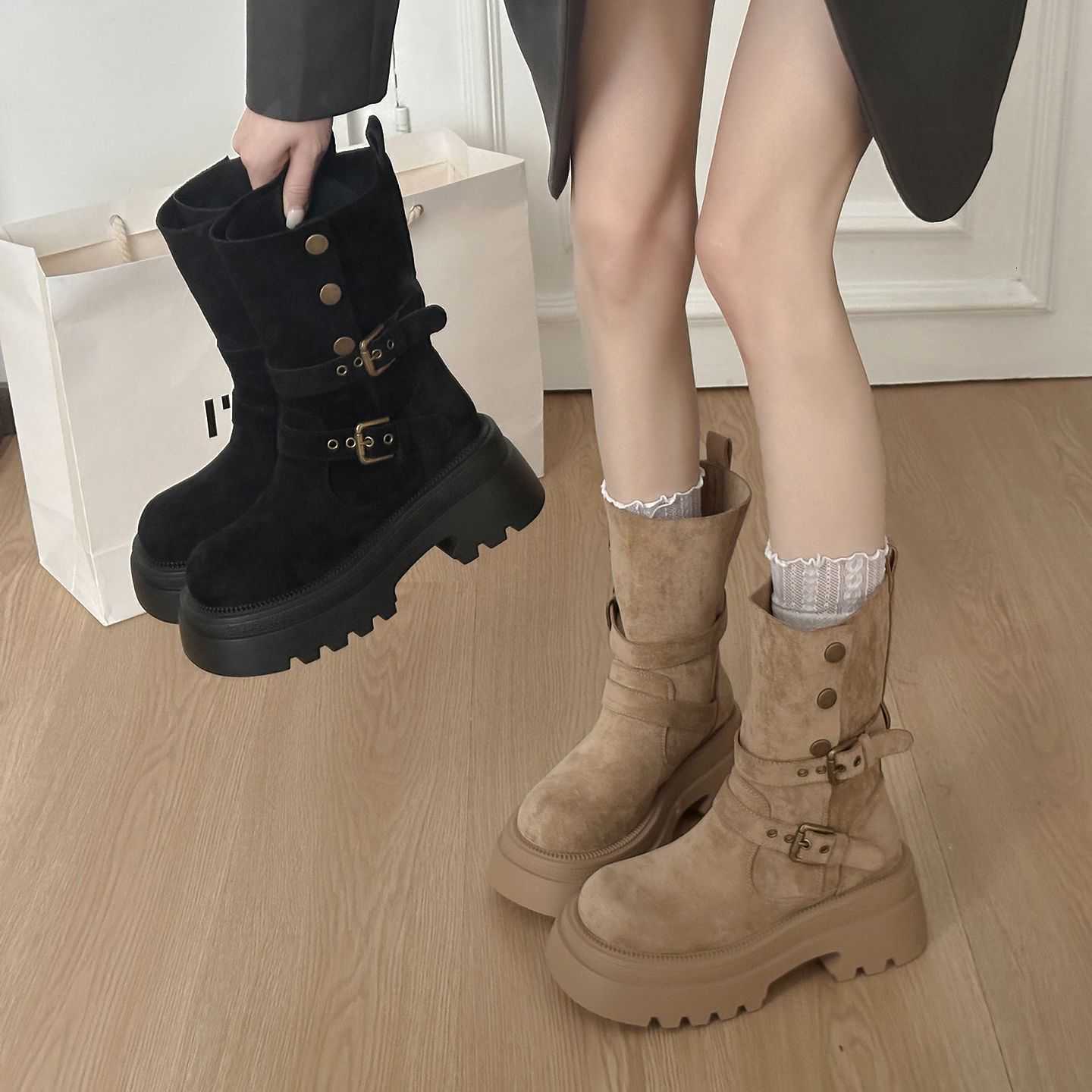 Women's Belt Spring Autumn Short Boots 2026 New Woman Boots fashion s Motorcycle Riding Boot Korean Style Boots D260916
