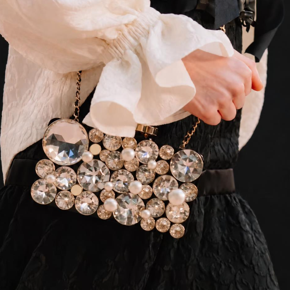 Rhinestone Evening Bag Dazzling Acrylic Pearl Crystal Box Minaudiere Chain Shoulder Clutch for Party Events Top-Tier Designer New Arrival