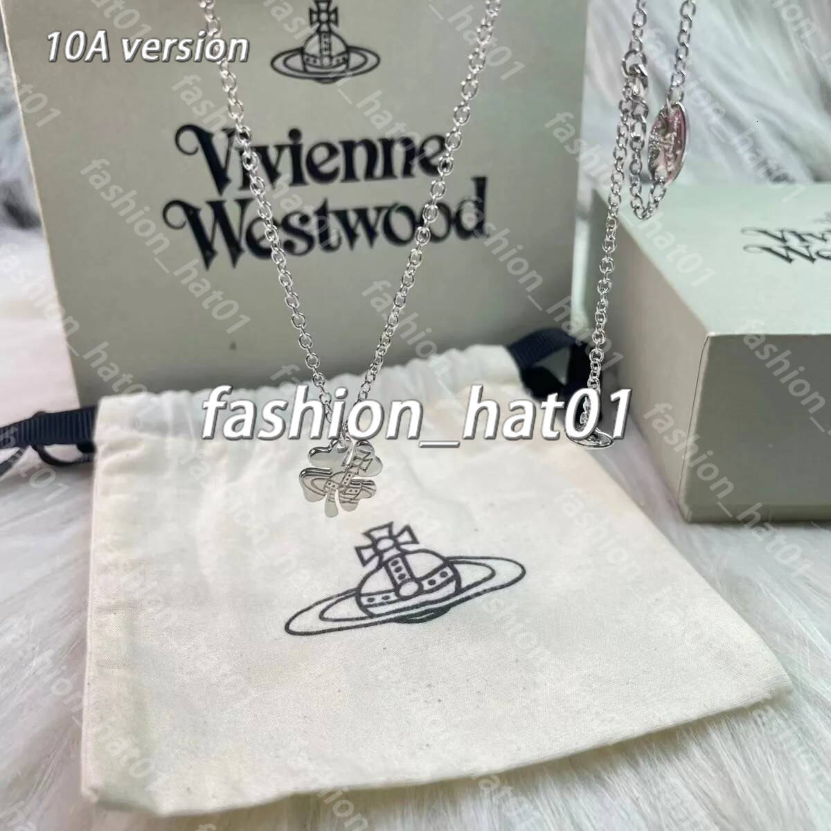 Designer Vivienes Viviannens Saturn 24 New Western Empress Dowager Four Leaf Clover Saturn Viviane Necklace Female Fashion Light Luxury Lucky Grass