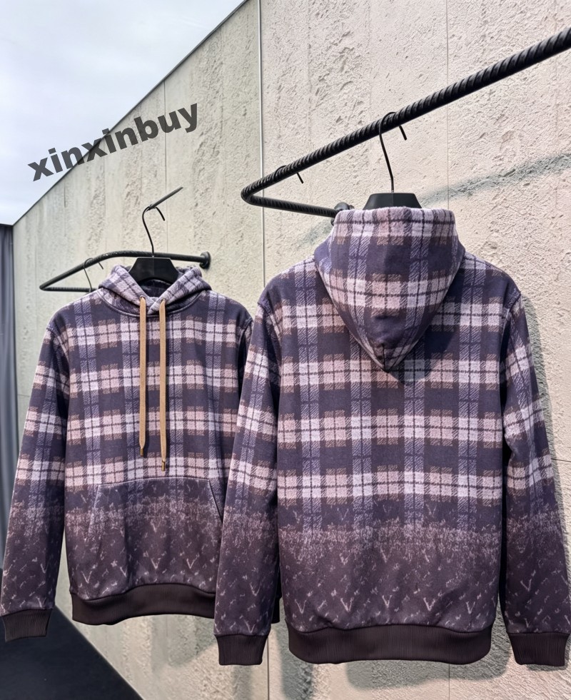 Men Plaid Gradient Sweatshirt Hoodie Designer Women Paris Letter Embroidery jacquard cotton Long Sleeve Man Paris Street green XS-2XL