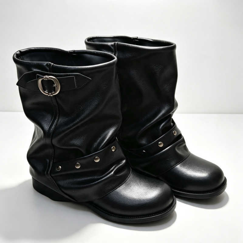 Heel Square Detail Ankle Boots for Ladies fashion Round Toe Design Modern Boots Autumn Street Style Botas Femininas D260916