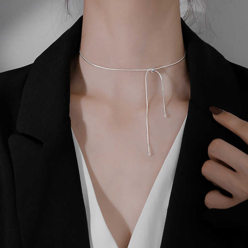 Sterling New 925 Silver Necklace Simple Charm Distinctive Clavicle Chain Choker Birthday Gift Women's Fine JewelryT260916