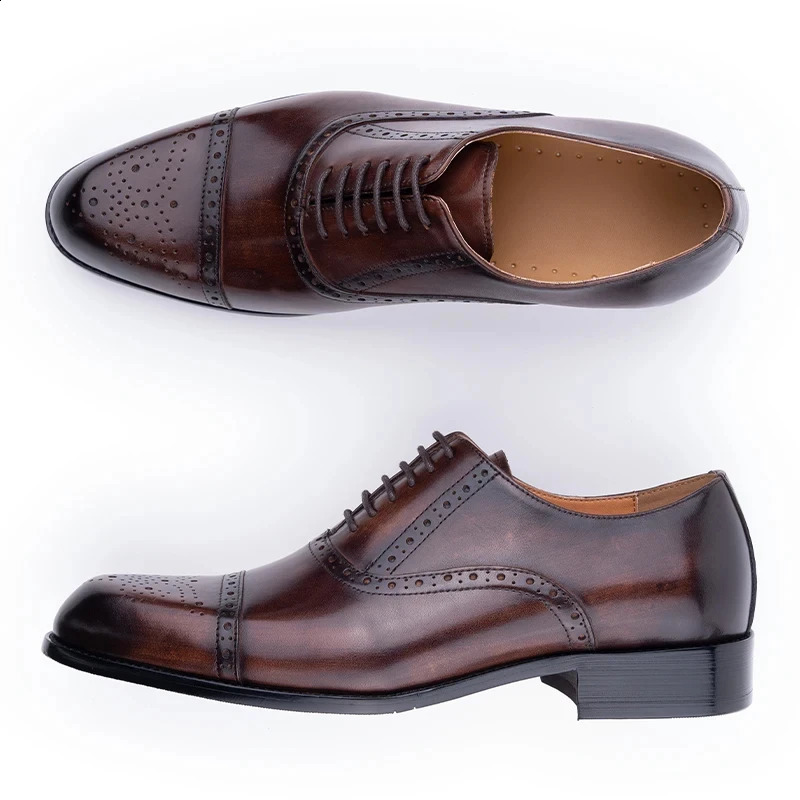 Classic Brogue Shoe Men's Business Suits Matches Style Genuine Cowhide Handmade Formal Office Wedding Party Mans Dress Shoes 260916