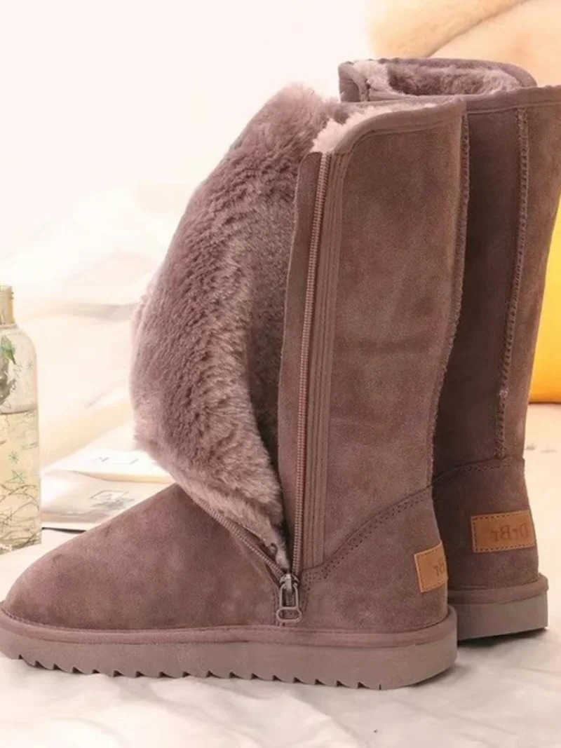 Winter Ladies s Women Classic Snow Boots 2024 Waterproof Warm Genuine Leather Fur Australia Plus Velvet Knee High Winter D260916