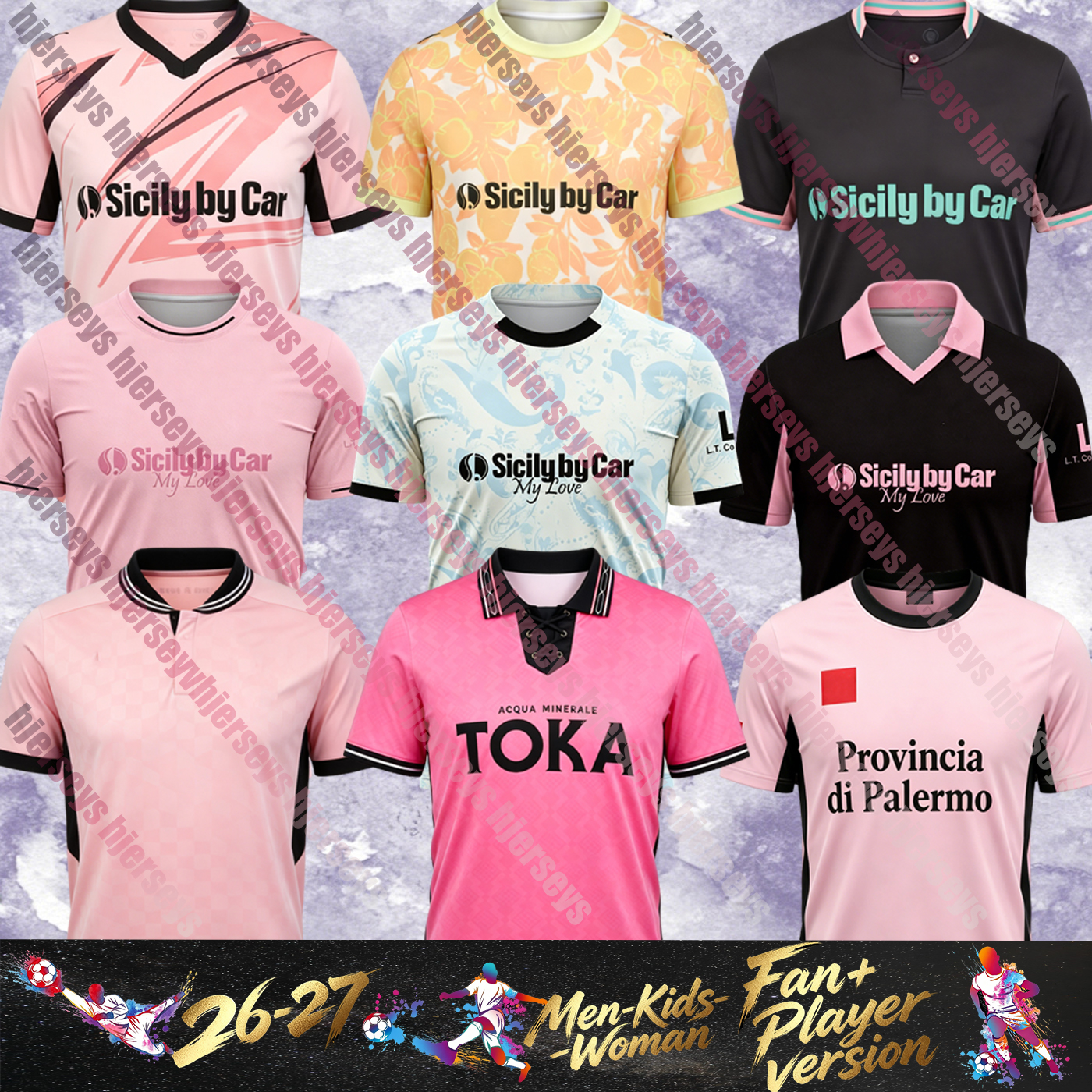 26 27 Palermos Soccer Jersey 1993 1994 2003 2004 2012 2013 Retro POHJANPALO RANOCCHIA LE DOUARON PALUMBO JOHNSEN PIEROZZI SEGRE CECCARONI Football S
