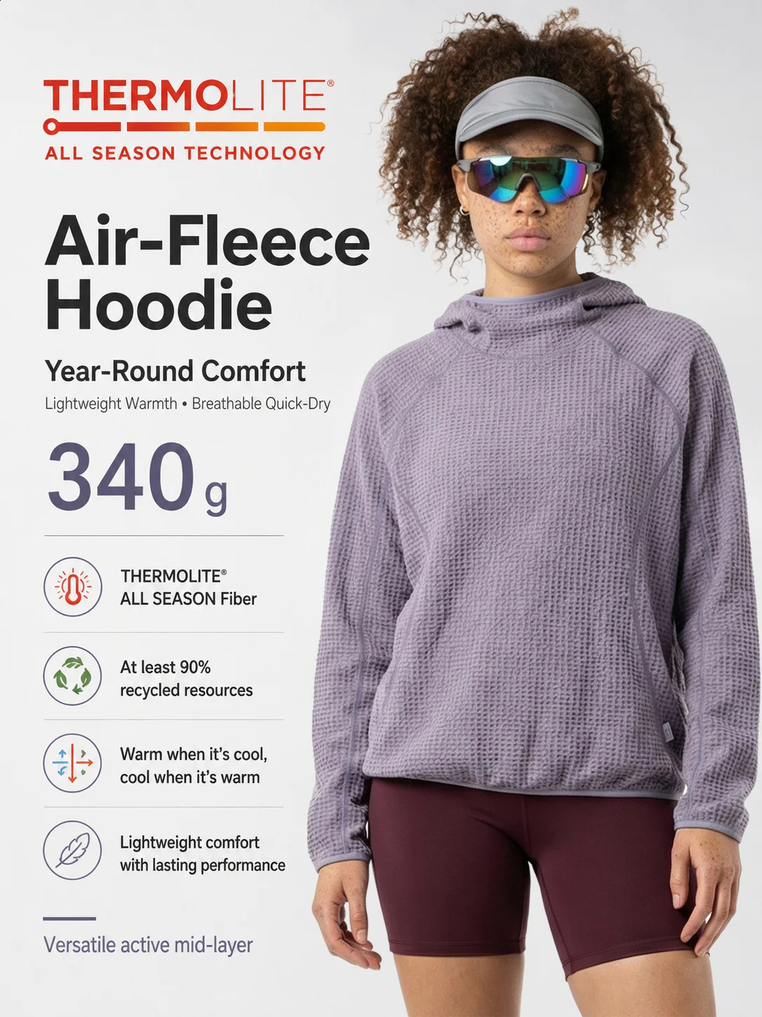 Thermolite All Season Thermal Hoodie Unisex Lightweight Quick Dry Pullover Sweatshirt Breathable Winter Mid Layer Activewear260915