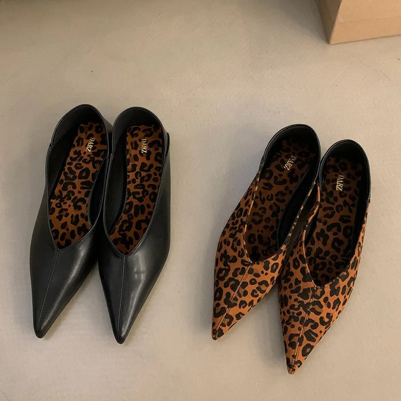 2026 Autumn Shallow Fashion Flats Shoes Women Ballerina Lightweight Pointed Toe Solid Casual Loafers Leopard Print Mujer 260917