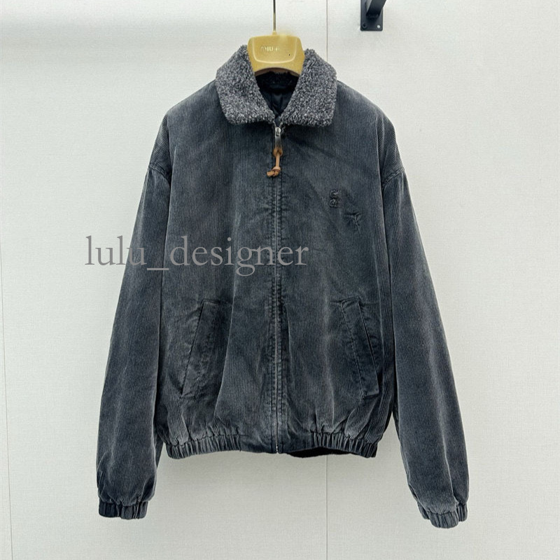 Designer Womens Jackets Designer 26 Autumn New High-End Denim Zipper Jacket Retro Gray Corduroy Work Pants High Quality Zip-Up Coat Jackets