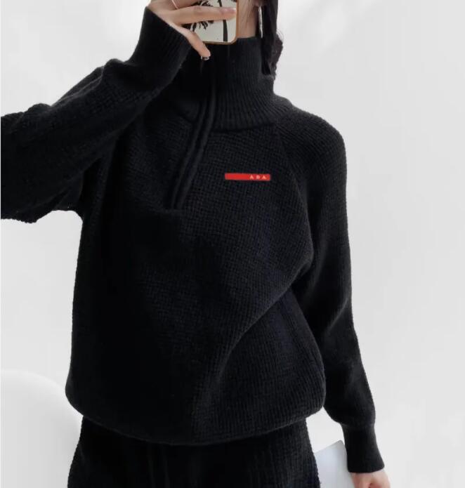 Womens Sweater Half zip knit Designer Sweater Lapel long sleeved Pullover Hoodie luxury Letter Logo Sweatshirt