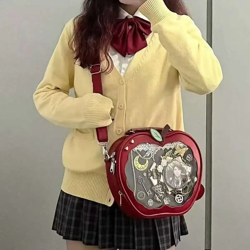 Y2K Niche n Apple Ita Zaino Harajuku Girl Tasca trasparente Borsa a tracolla carina Display fai da te Zaino Borsa alla moda 260914