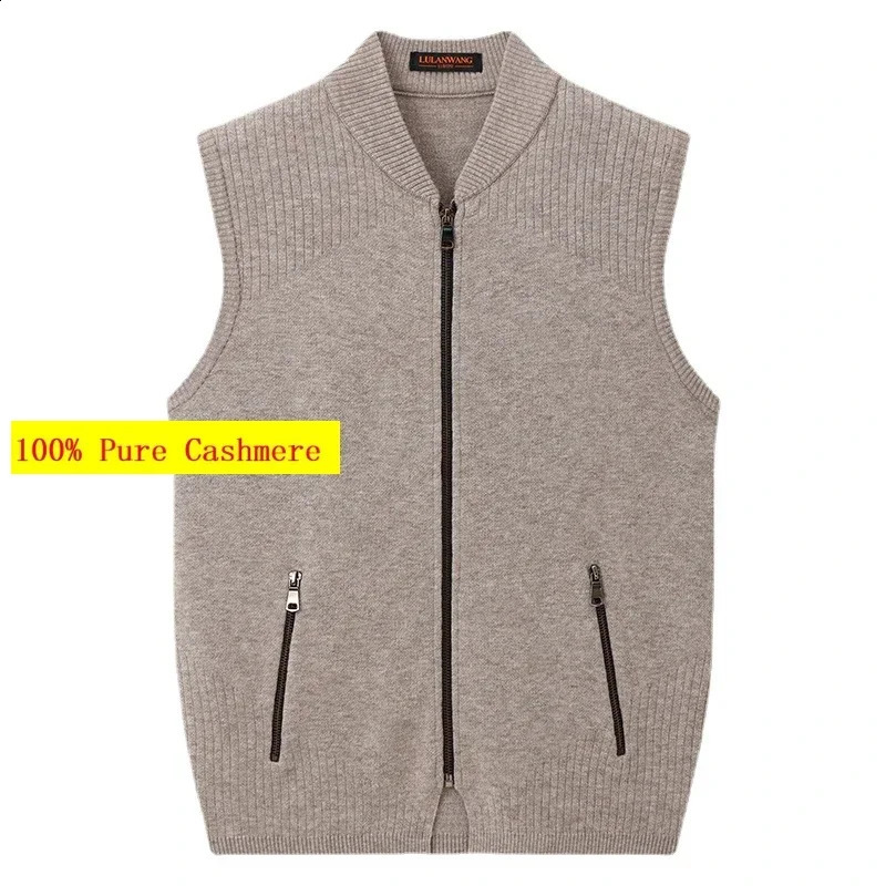 Arrival 100% Pure Cashmere Sweater Men's Sleeveless Cardigan Autumn Outerwear Knitted Vest Thickened Zipper Size XS-4XL 260916