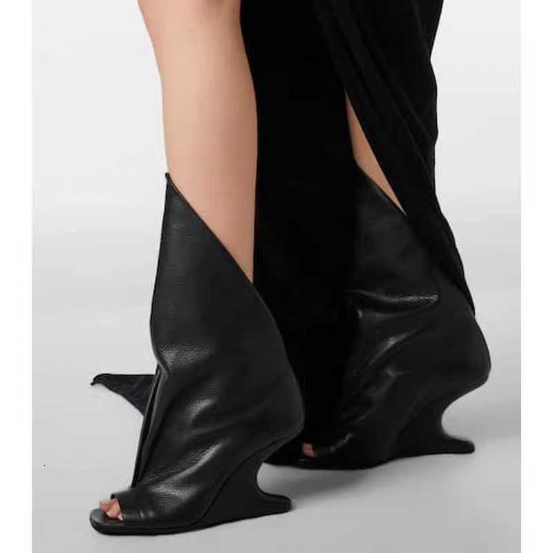 Heel New Thick Open High Toed Short Boots fashion Alien Heel Fish Mouth Cool Boots Spring/Summer Women's Short Boots D260916