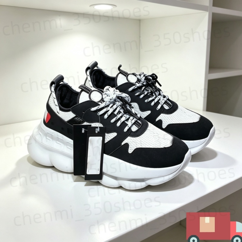Designer Reaction men women platform shoes Dress sneakers Chain Rubber Suede Triple Black White Gold Red Brown Orange Blue fashion mens casual train