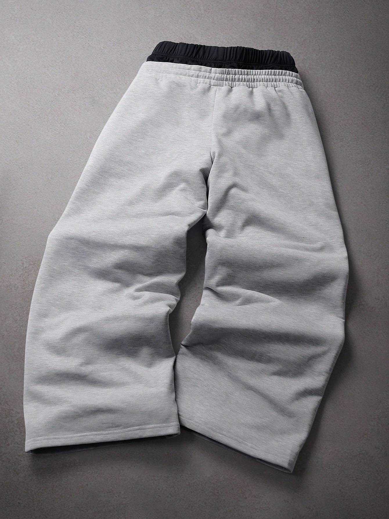 Streetwear Urban Baggy Wide Men's Leg Grey Graphic Embroidery Drawstring Elastic Waist Sweatpants Casual Street Sport Pants 2026 D260916