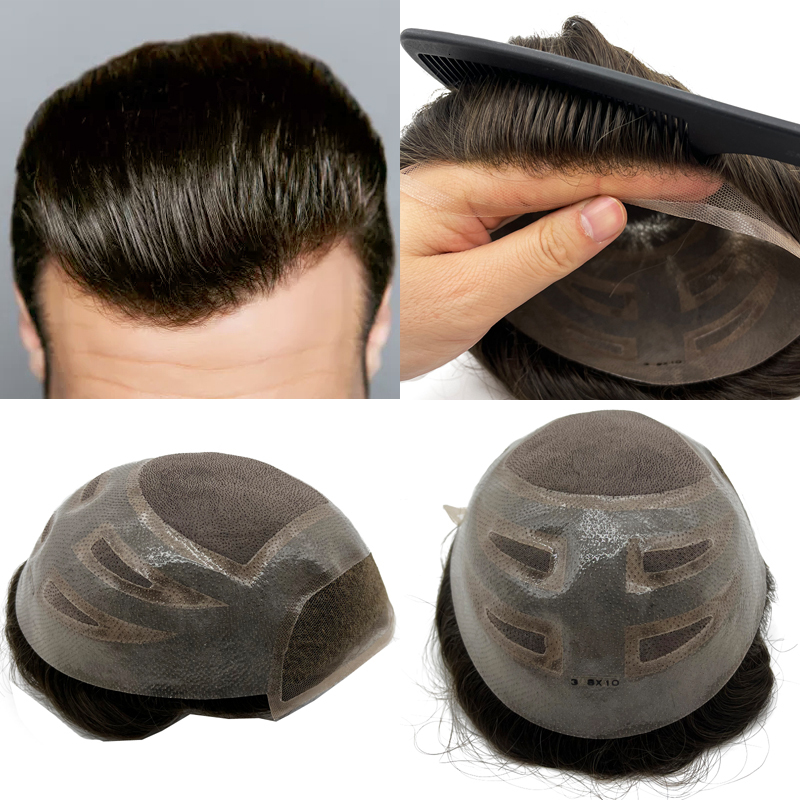 VERSALITE Base Best Quality 100% Human Hair Replacement Men's Toupee Durable Of Mono Top Male Wig W260916