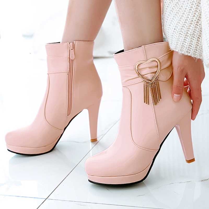 for Boots Women Ankle Black Pink White Short Boot High Heels Party Footwear Shoes Lady Big Size 48 New 2026 Winter Shoes D260916