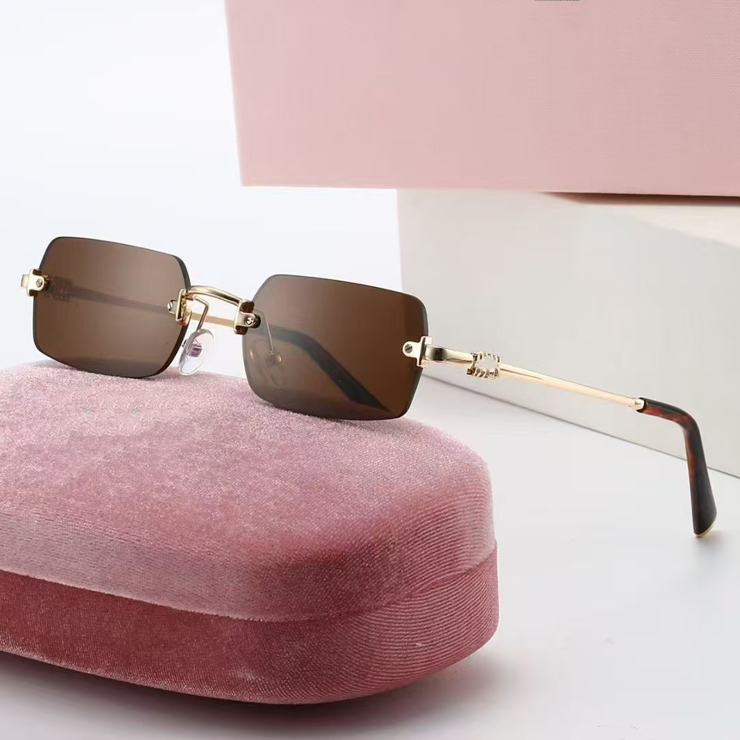Luxury Designer Rimless Sunglasses Rectangle Fashion Popular Women Men Shades Small Square Sun Glasses For Female Male Summer Traveling Oculos