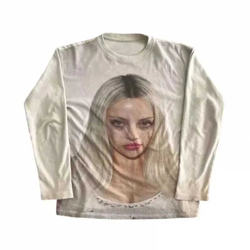 Cross Border New Retro Street Trend Personalized Dark Print Round Neck Sweatshirt Long Sleeve T Shirt Pullover Jacket R260915