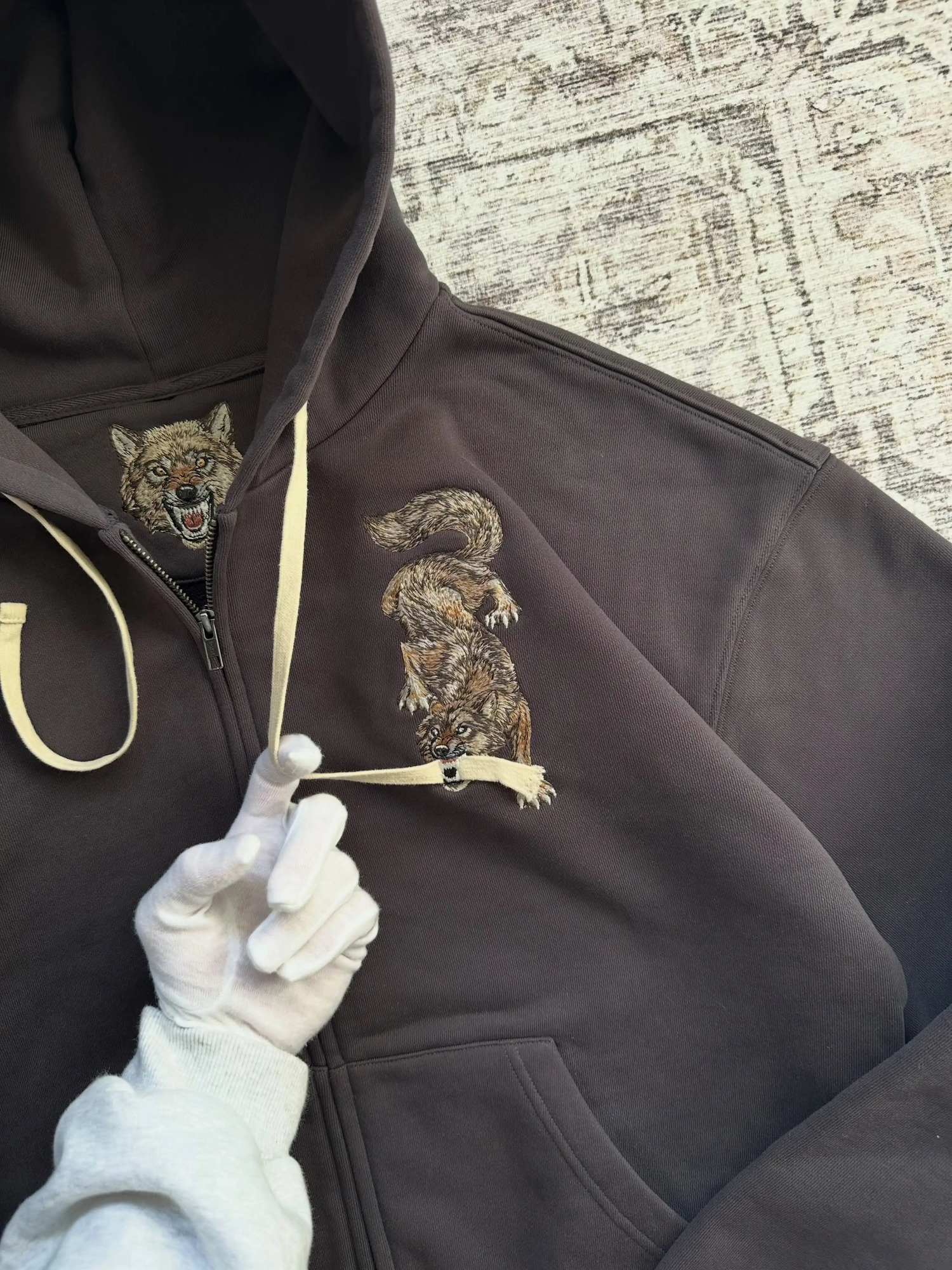 Y2K Wolf Embroidery Vintage Full Zip Oversized Loose Hoodie Sweatshirt for Men and Women Harajuku Trendy Casual Street Style 260916