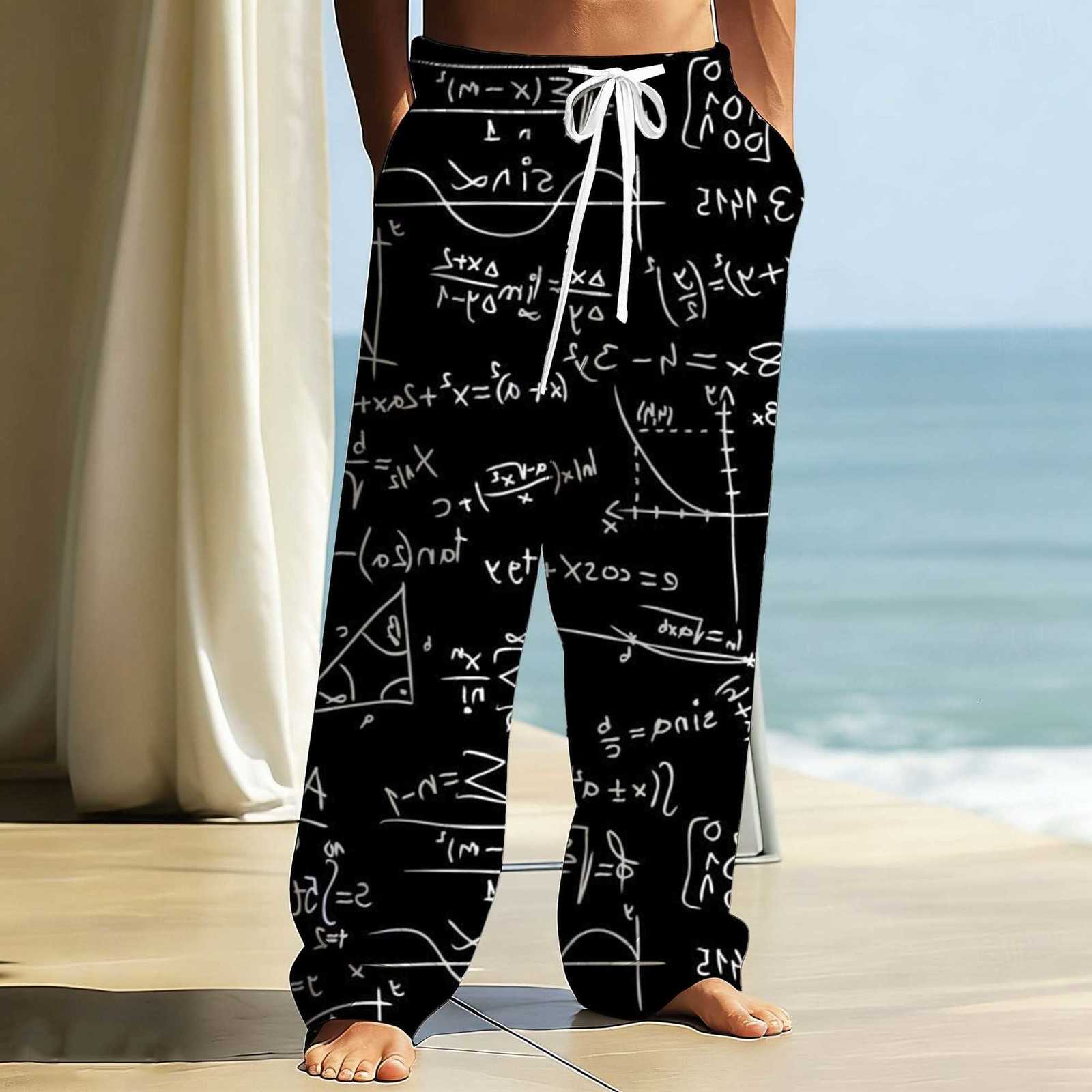 Pants mathematical formula Graphic Men's Print With Drawstring Pockets Summer Casual Fall Outdoor Stylish thin Men Pants D260916