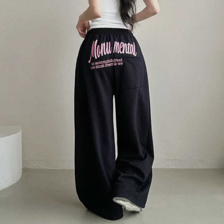 Quick Dry Back Pink Summer Letter Print Wide Leg Pants Unisex Hip Hop Streetwear Loose Straight Sports Trousers For Men Women D260916