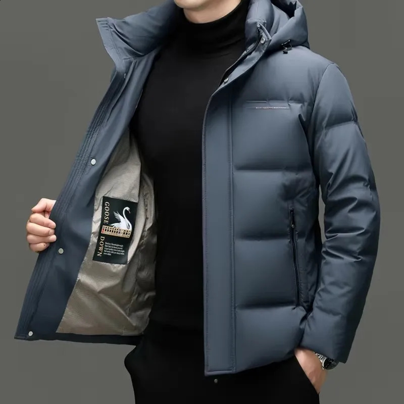 85% Goose Down Jacket Men Winter Warm Puffer Coat y Hood Thermal Outdoor Jacket Goose Down Parkas Zipper Clothes 260916