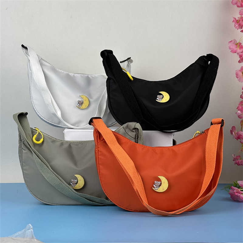 Solid Nylon Bag Single Shoulder Color Crossbody Bag for Women Teen College White-Collar Office Work Business Travel H260916