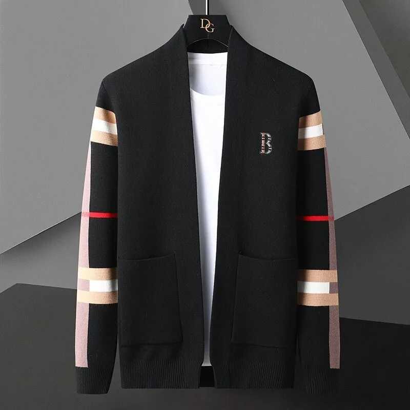 High-end Cardigan Men's Jacket Spring Autumn Knitted Stylish Turn-down Collar Top Trendy Q260915