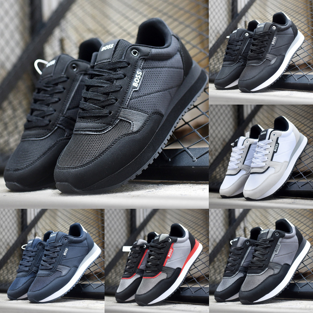 Designer Bossshoes Casual shoes Mens Trainers Man Daily outfit Leather Mesh Triple Black White Grey Navy Brown Outdoor Sports Sneakers