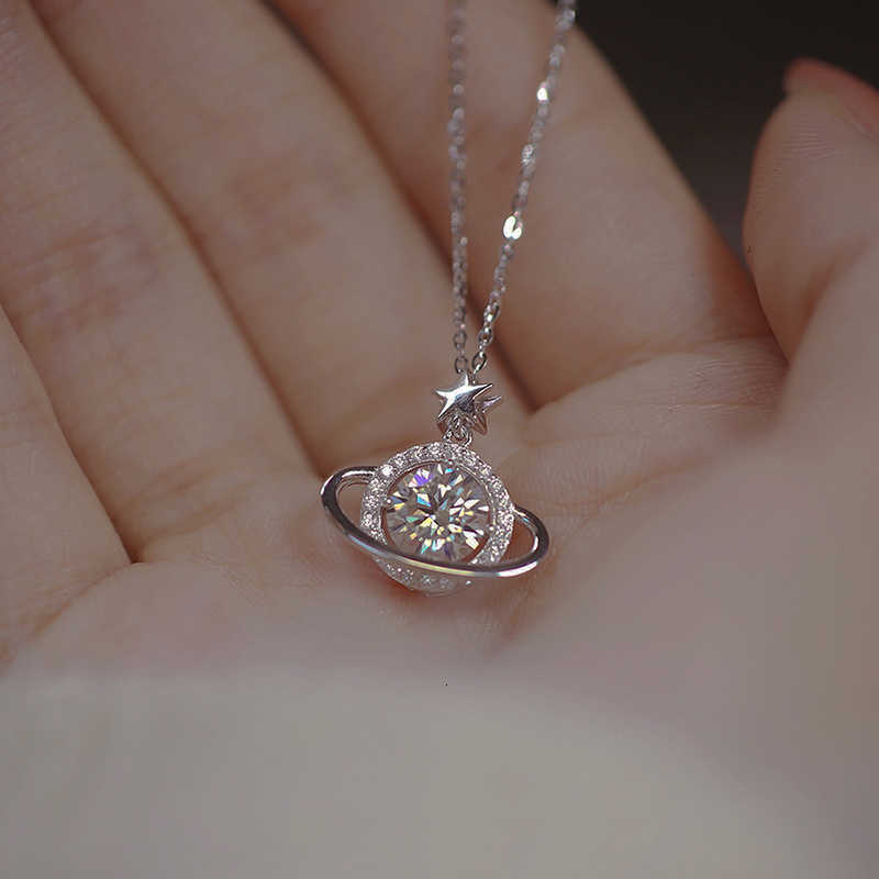 Sterling New 925 Silver Planet Necklace Personality Charming Woman Pendant Choker Birthday Gift for Friends Exquisite JewelryT260916