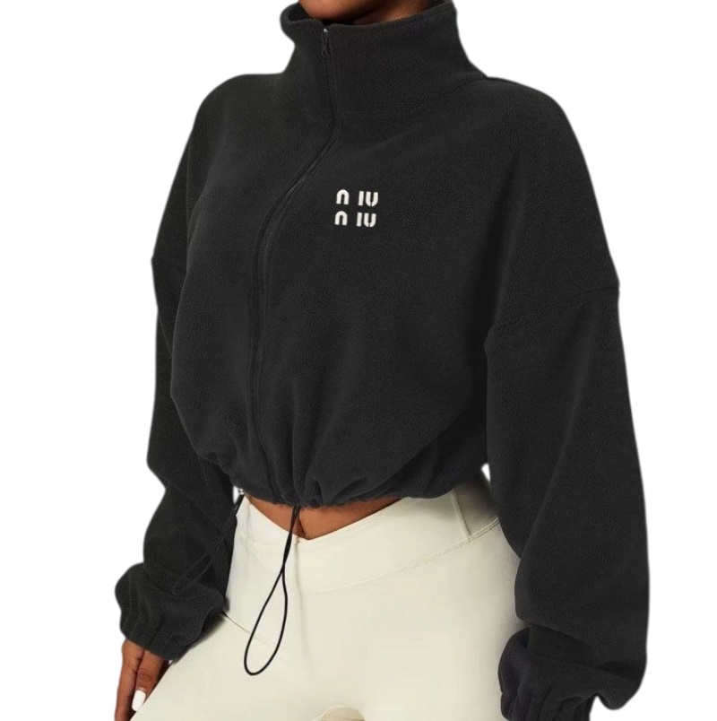 Women Designer Jackets Hoodie Clothes Autumn Winter Sports Jacket Stand Collar Loose Fitness Long Sleeved Warm Yoga Top Drawstring Waistband dh1612